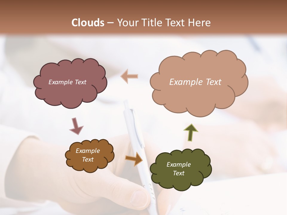 Business People Sitting In A Row And Writing Notes. Close-Up Of Writing Hands. Browse My Portfolio For Horizontal Version. PowerPoint Template