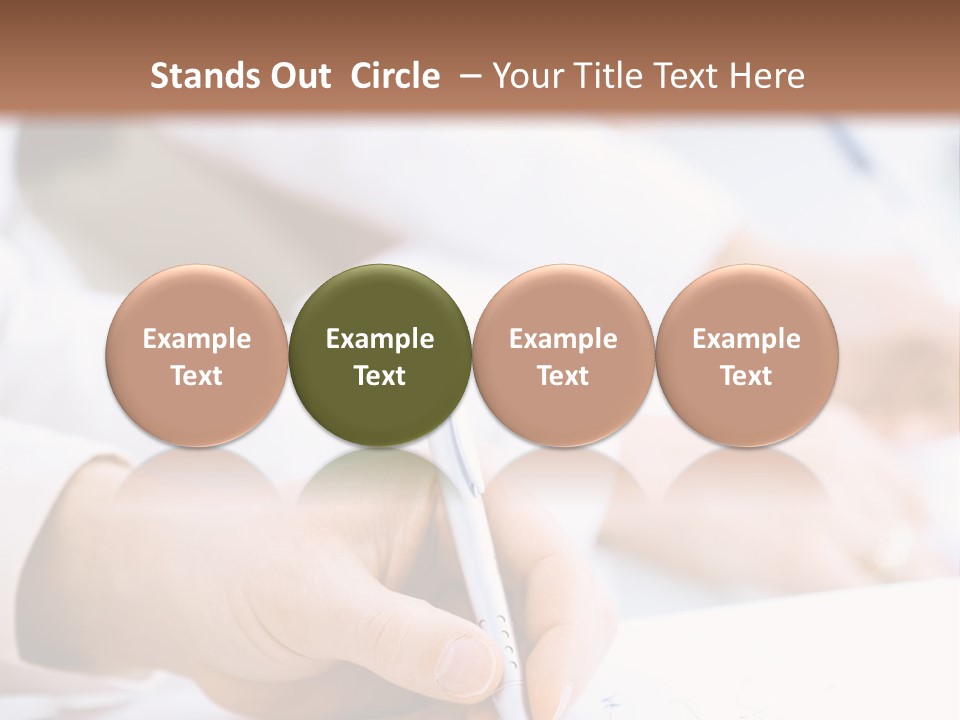 Business People Sitting In A Row And Writing Notes. Close-Up Of Writing Hands. Browse My Portfolio For Horizontal Version. PowerPoint Template