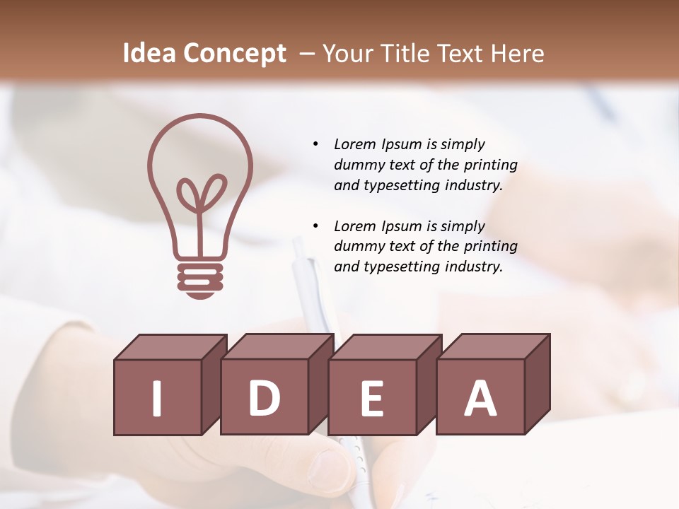 Business People Sitting In A Row And Writing Notes. Close-Up Of Writing Hands. Browse My Portfolio For Horizontal Version. PowerPoint Template