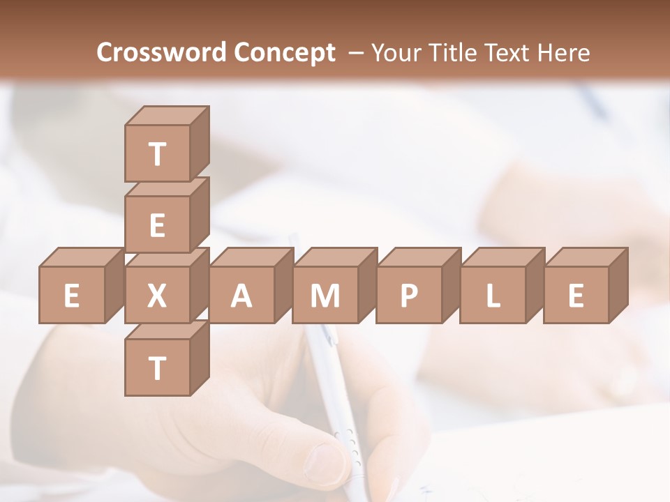 Business People Sitting In A Row And Writing Notes. Close-Up Of Writing Hands. Browse My Portfolio For Horizontal Version. PowerPoint Template