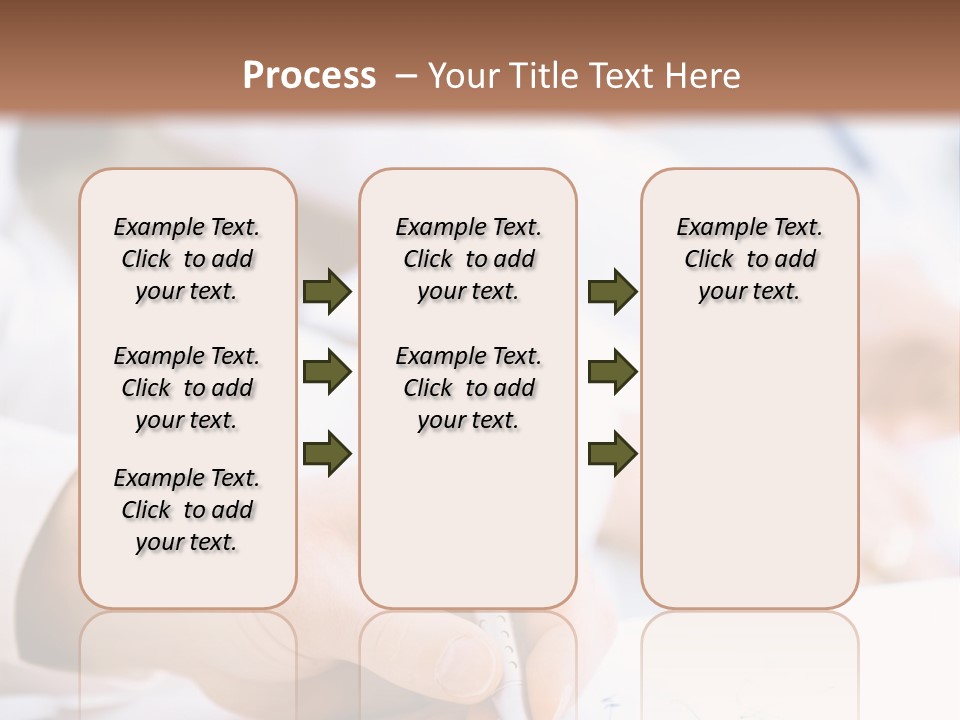 Business People Sitting In A Row And Writing Notes. Close-Up Of Writing Hands. Browse My Portfolio For Horizontal Version. PowerPoint Template