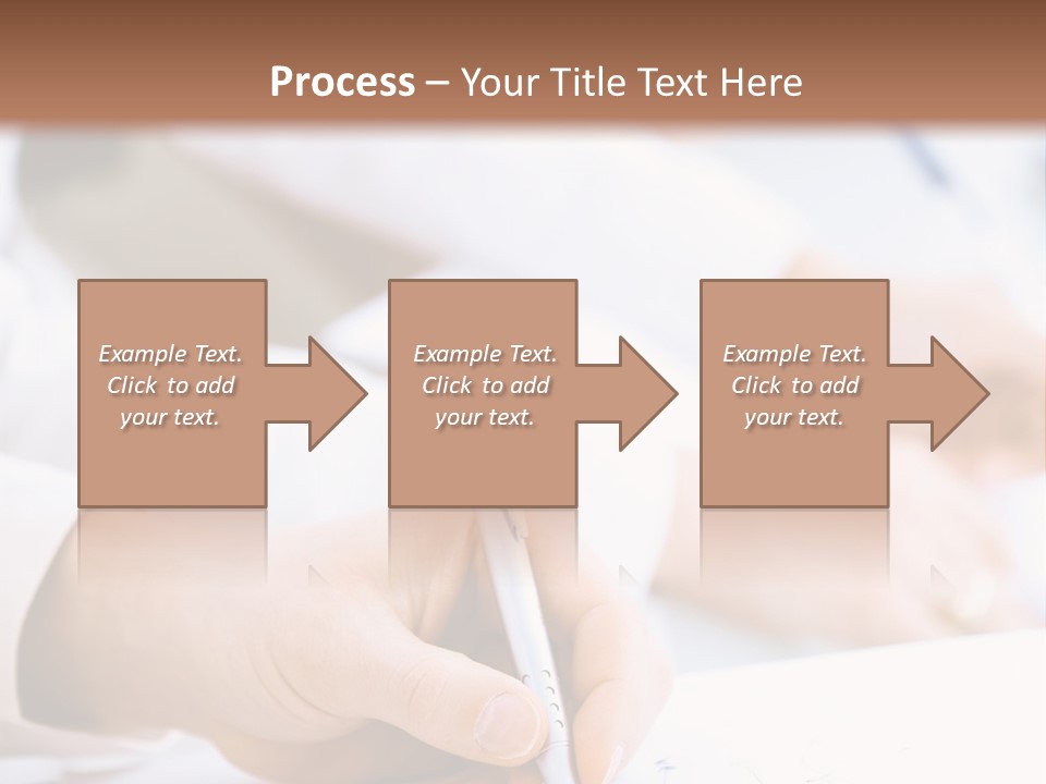 Business People Sitting In A Row And Writing Notes. Close-Up Of Writing Hands. Browse My Portfolio For Horizontal Version. PowerPoint Template
