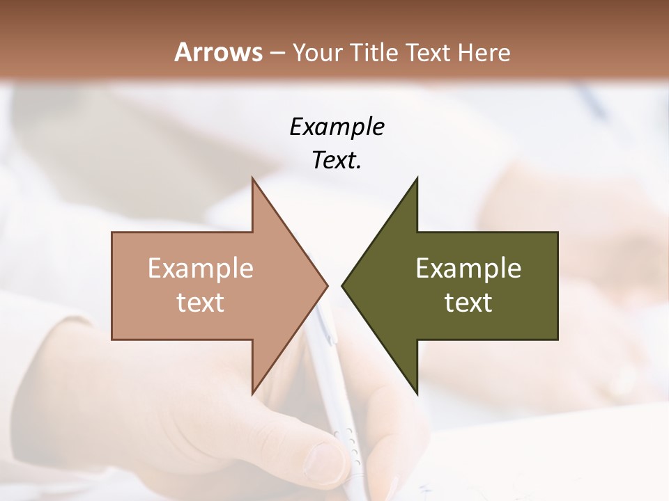 Business People Sitting In A Row And Writing Notes. Close-Up Of Writing Hands. Browse My Portfolio For Horizontal Version. PowerPoint Template
