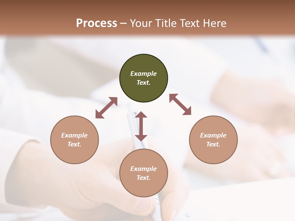 Business People Sitting In A Row And Writing Notes. Close-Up Of Writing Hands. Browse My Portfolio For Horizontal Version. PowerPoint Template