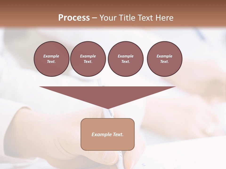 Business People Sitting In A Row And Writing Notes. Close-Up Of Writing Hands. Browse My Portfolio For Horizontal Version. PowerPoint Template