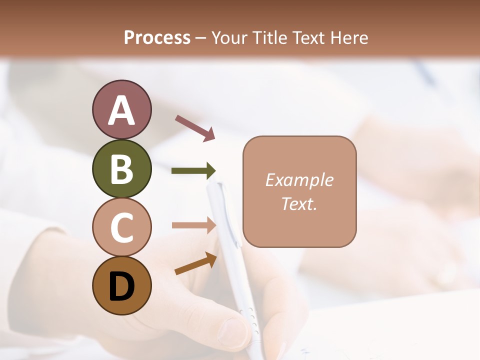 Business People Sitting In A Row And Writing Notes. Close-Up Of Writing Hands. Browse My Portfolio For Horizontal Version. PowerPoint Template