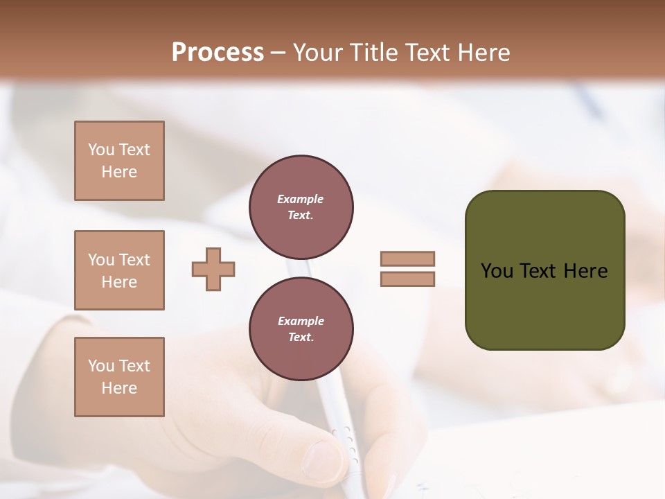 Business People Sitting In A Row And Writing Notes. Close-Up Of Writing Hands. Browse My Portfolio For Horizontal Version. PowerPoint Template