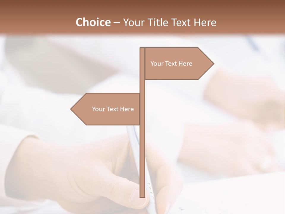 Business People Sitting In A Row And Writing Notes. Close-Up Of Writing Hands. Browse My Portfolio For Horizontal Version. PowerPoint Template