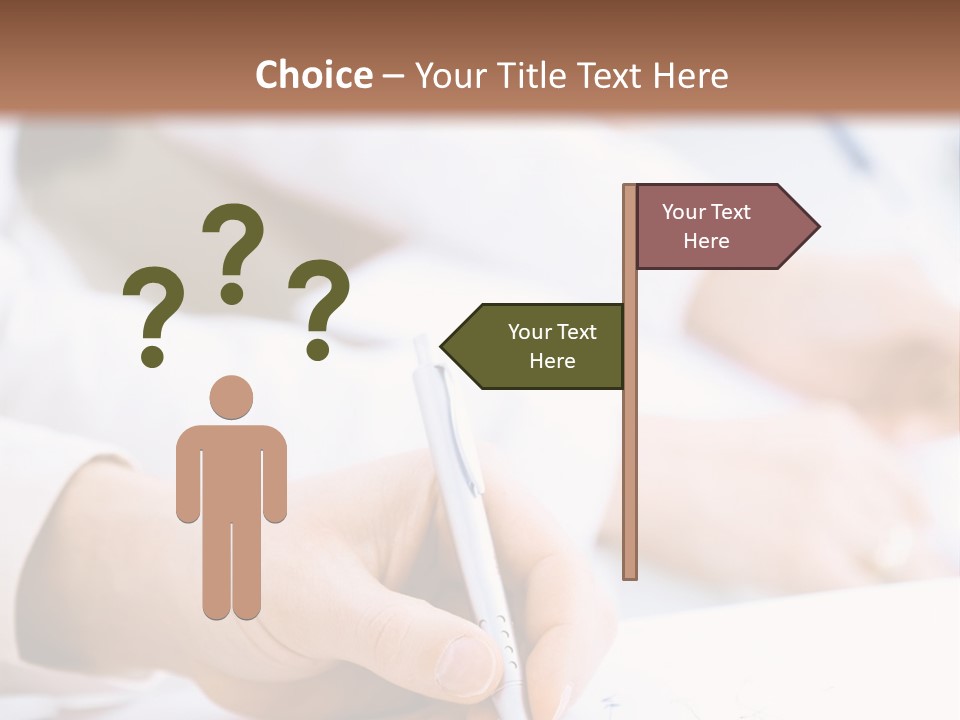 Business People Sitting In A Row And Writing Notes. Close-Up Of Writing Hands. Browse My Portfolio For Horizontal Version. PowerPoint Template