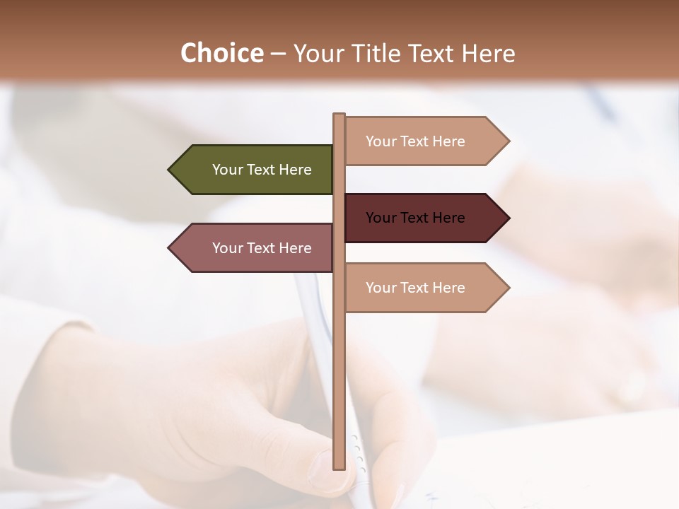 Business People Sitting In A Row And Writing Notes. Close-Up Of Writing Hands. Browse My Portfolio For Horizontal Version. PowerPoint Template