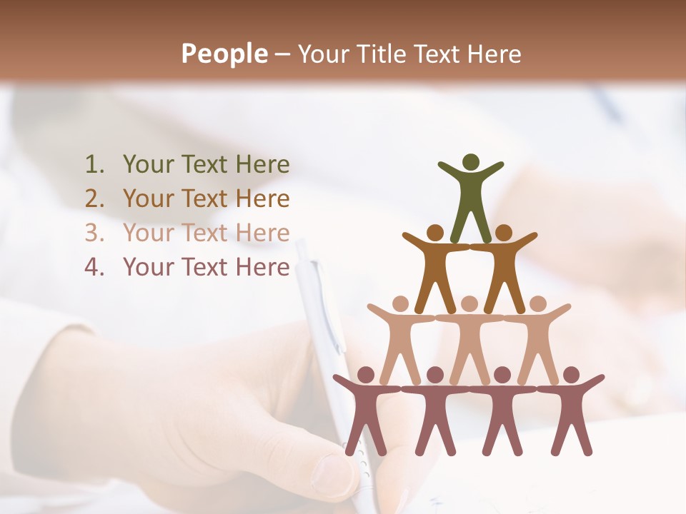 Business People Sitting In A Row And Writing Notes. Close-Up Of Writing Hands. Browse My Portfolio For Horizontal Version. PowerPoint Template