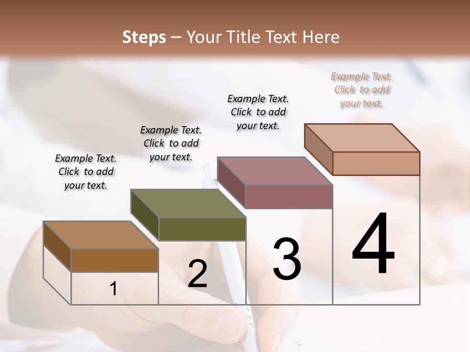 Business People Sitting In A Row And Writing Notes. Close-Up Of Writing Hands. Browse My Portfolio For Horizontal Version. PowerPoint Template