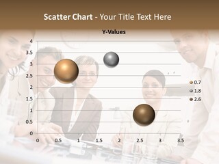 Five Business Colleagues Sitting Around Table And Working Together, Looking At Camera, Smiling. PowerPoint Template