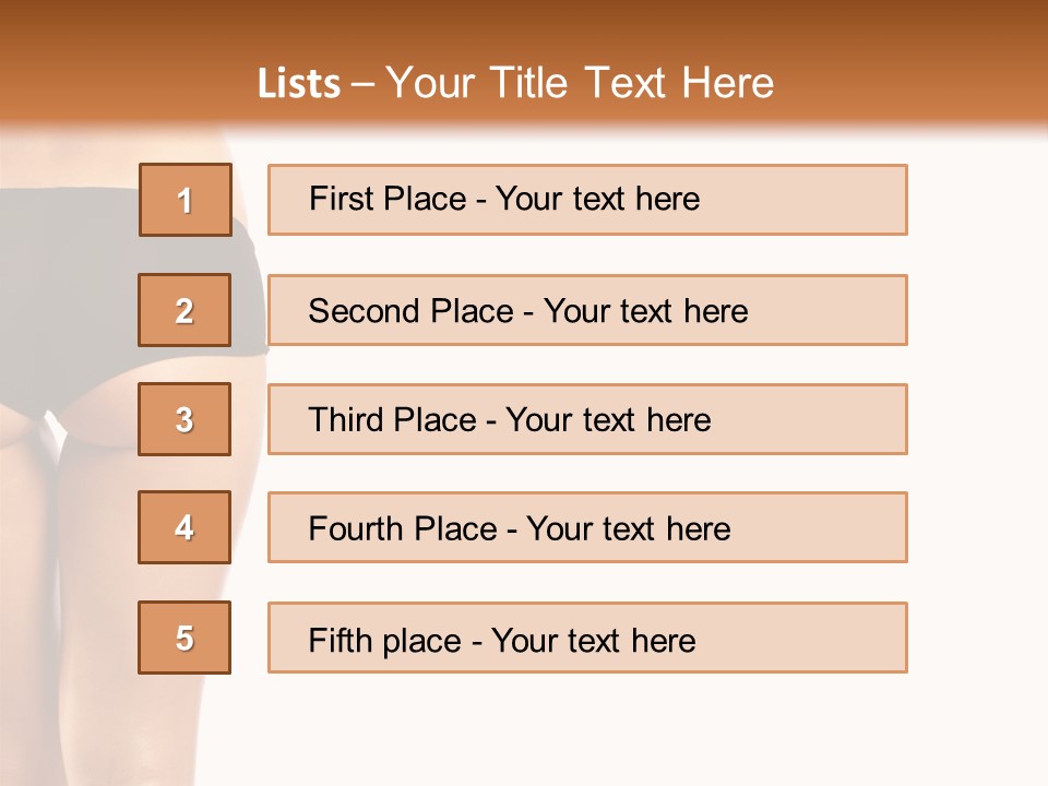 Back And Ass Of Beautiful Woman Isolated On White With A Lot Of Copy-Space PowerPoint Template