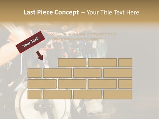 Active Lifestyle - Men & Women Pedalling On Stationery Bikes - Shallow Dof Focus On The Second Bike PowerPoint Template