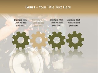 Active Lifestyle - Men & Women Pedalling On Stationery Bikes - Shallow Dof Focus On The Second Bike PowerPoint Template