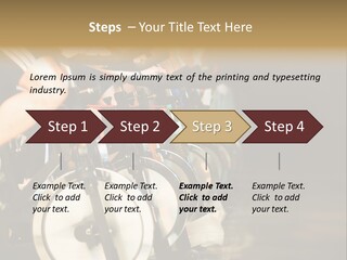 Active Lifestyle - Men & Women Pedalling On Stationery Bikes - Shallow Dof Focus On The Second Bike PowerPoint Template