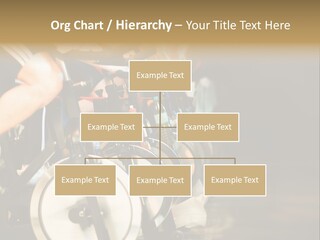 Active Lifestyle - Men & Women Pedalling On Stationery Bikes - Shallow Dof Focus On The Second Bike PowerPoint Template