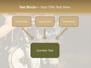 Active Lifestyle - Men & Women Pedalling On Stationery Bikes - Shallow Dof Focus On The Second Bike PowerPoint Template