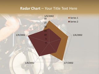 Active Lifestyle - Men & Women Pedalling On Stationery Bikes - Shallow Dof Focus On The Second Bike PowerPoint Template