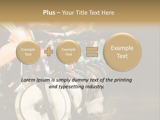 Active Lifestyle - Men & Women Pedalling On Stationery Bikes - Shallow Dof Focus On The Second Bike PowerPoint Template