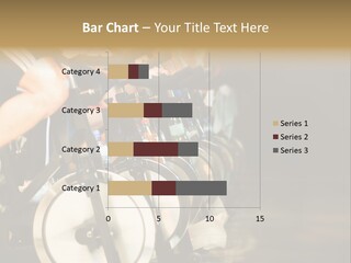 Active Lifestyle - Men & Women Pedalling On Stationery Bikes - Shallow Dof Focus On The Second Bike PowerPoint Template