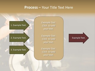 Active Lifestyle - Men & Women Pedalling On Stationery Bikes - Shallow Dof Focus On The Second Bike PowerPoint Template