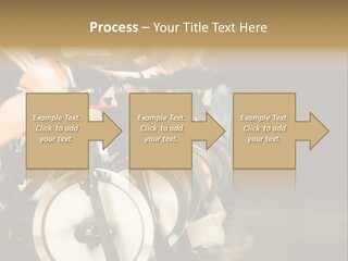 Active Lifestyle - Men & Women Pedalling On Stationery Bikes - Shallow Dof Focus On The Second Bike PowerPoint Template
