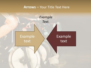 Active Lifestyle - Men & Women Pedalling On Stationery Bikes - Shallow Dof Focus On The Second Bike PowerPoint Template