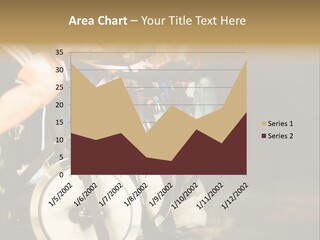 Active Lifestyle - Men & Women Pedalling On Stationery Bikes - Shallow Dof Focus On The Second Bike PowerPoint Template