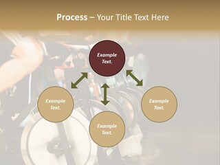 Active Lifestyle - Men & Women Pedalling On Stationery Bikes - Shallow Dof Focus On The Second Bike PowerPoint Template