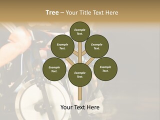 Active Lifestyle - Men & Women Pedalling On Stationery Bikes - Shallow Dof Focus On The Second Bike PowerPoint Template