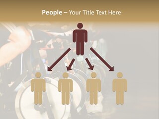 Active Lifestyle - Men & Women Pedalling On Stationery Bikes - Shallow Dof Focus On The Second Bike PowerPoint Template