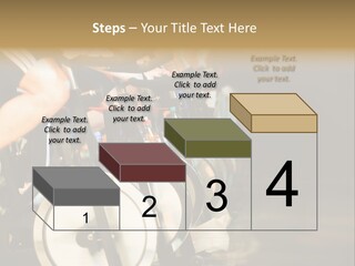 Active Lifestyle - Men & Women Pedalling On Stationery Bikes - Shallow Dof Focus On The Second Bike PowerPoint Template