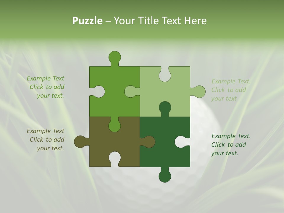 Macro Of A Golf Ball In The Rough (Long Grass Adjacent To The Fairway). PowerPoint Template