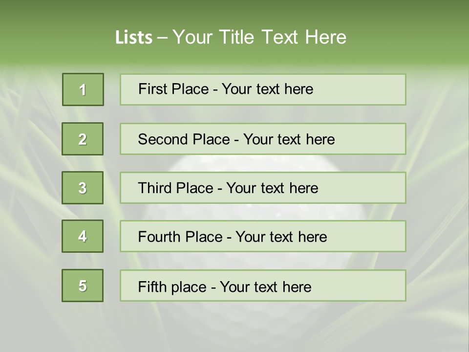 Macro Of A Golf Ball In The Rough (Long Grass Adjacent To The Fairway). PowerPoint Template