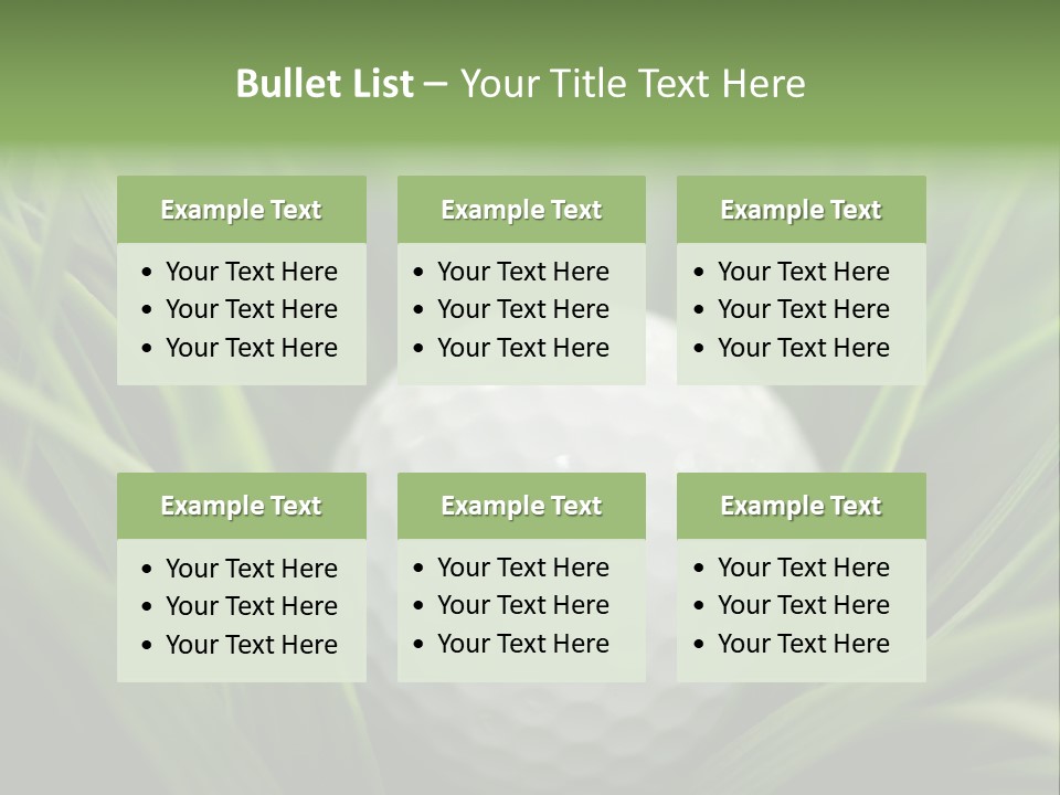 Macro Of A Golf Ball In The Rough (Long Grass Adjacent To The Fairway). PowerPoint Template
