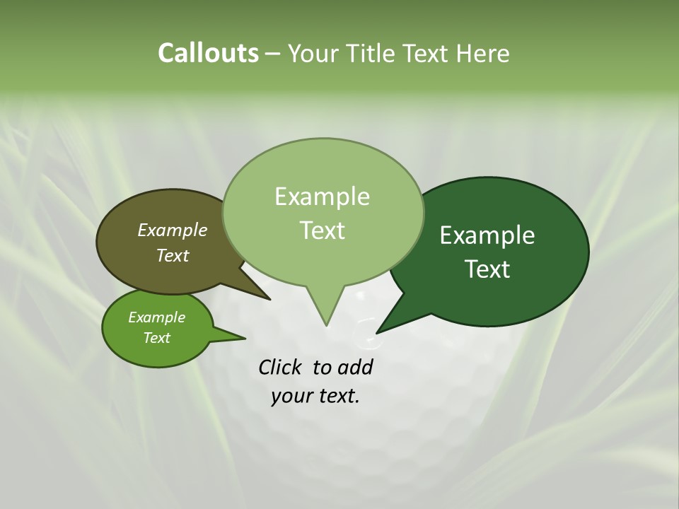 Macro Of A Golf Ball In The Rough (Long Grass Adjacent To The Fairway). PowerPoint Template