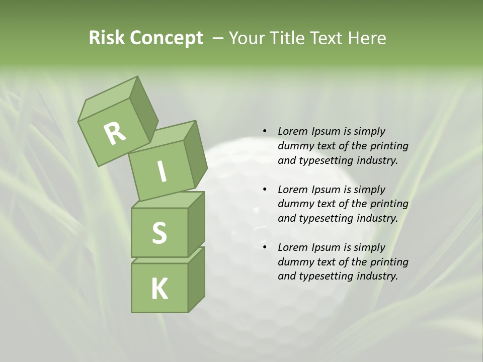 Macro Of A Golf Ball In The Rough (Long Grass Adjacent To The Fairway). PowerPoint Template