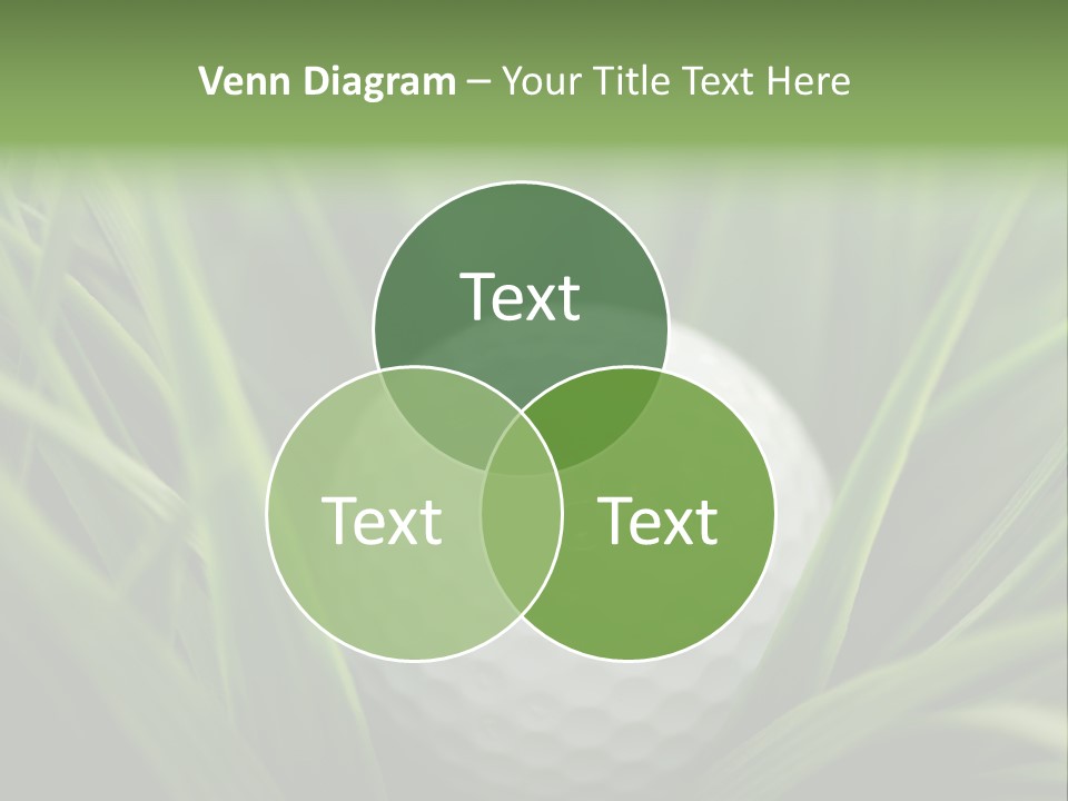 Macro Of A Golf Ball In The Rough (Long Grass Adjacent To The Fairway). PowerPoint Template