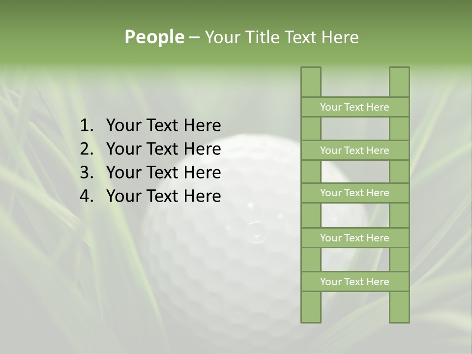 Macro Of A Golf Ball In The Rough (Long Grass Adjacent To The Fairway). PowerPoint Template