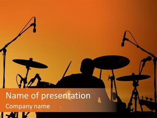 Silhouette Of Drummer At Sunset PowerPoint Template