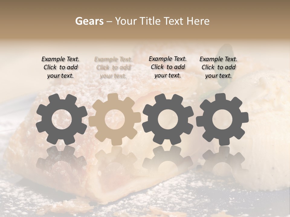 Freshly Baked Apple Strudel With Vanilla Ice Cream PowerPoint Template