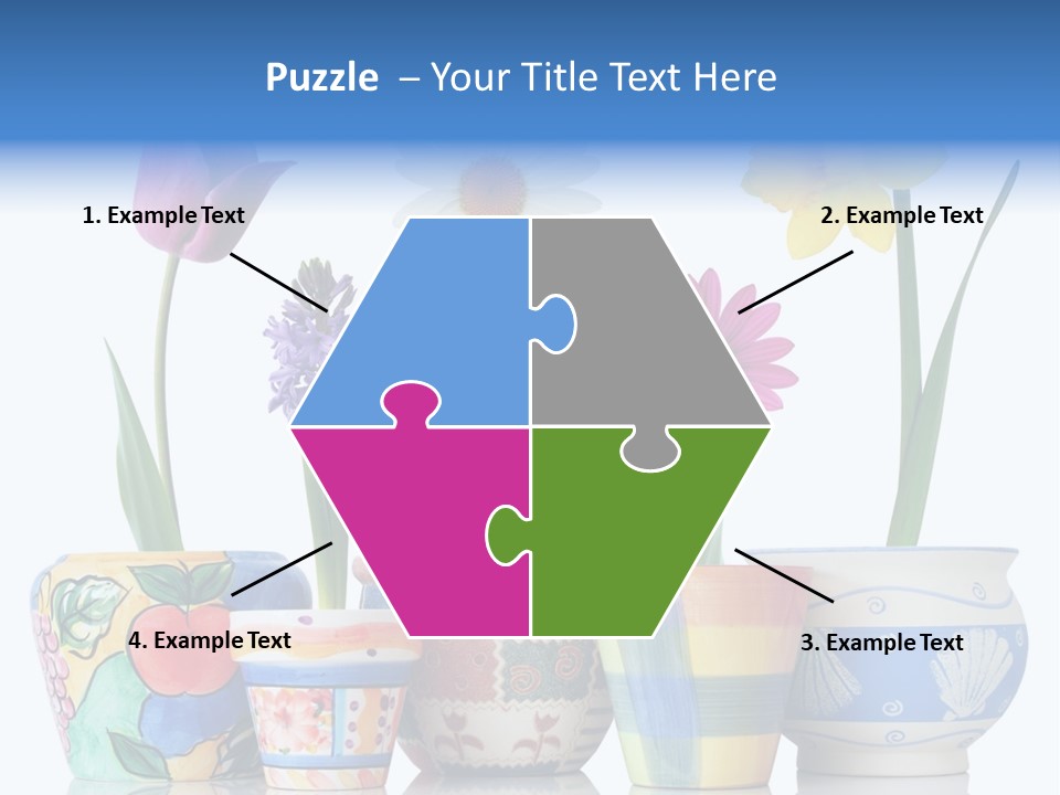 Colorful Spring Flowers In Fun Ceramic Containers PowerPoint Template