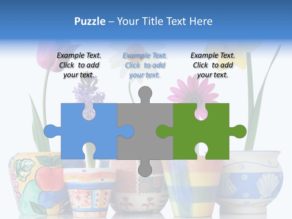 Colorful Spring Flowers In Fun Ceramic Containers PowerPoint Template