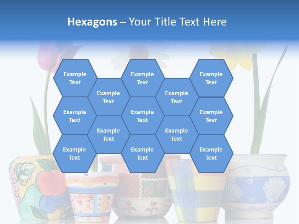 Colorful Spring Flowers In Fun Ceramic Containers PowerPoint Template