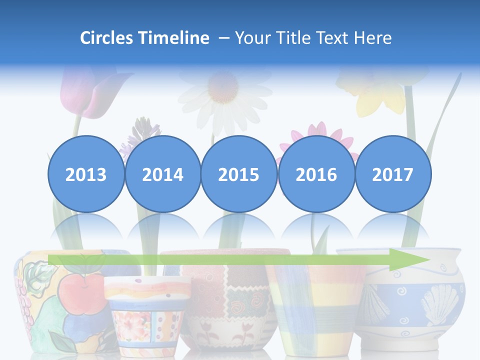 Colorful Spring Flowers In Fun Ceramic Containers PowerPoint Template