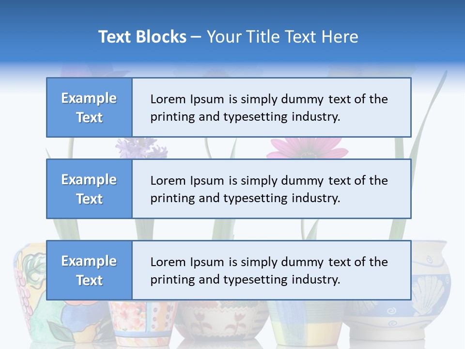 Colorful Spring Flowers In Fun Ceramic Containers PowerPoint Template