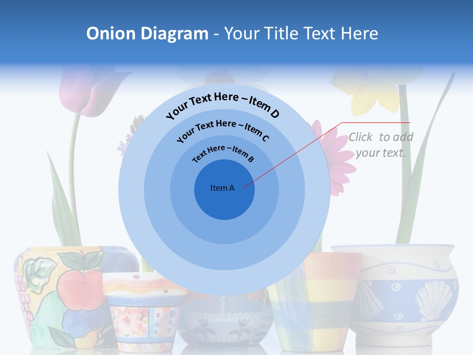 Colorful Spring Flowers In Fun Ceramic Containers PowerPoint Template