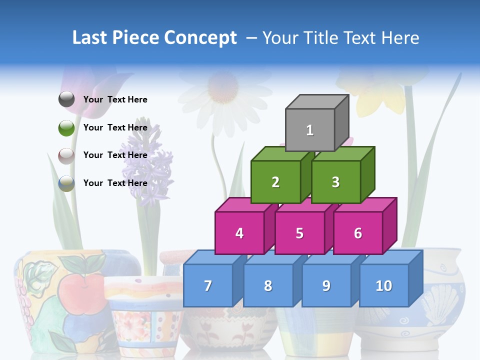 Colorful Spring Flowers In Fun Ceramic Containers PowerPoint Template